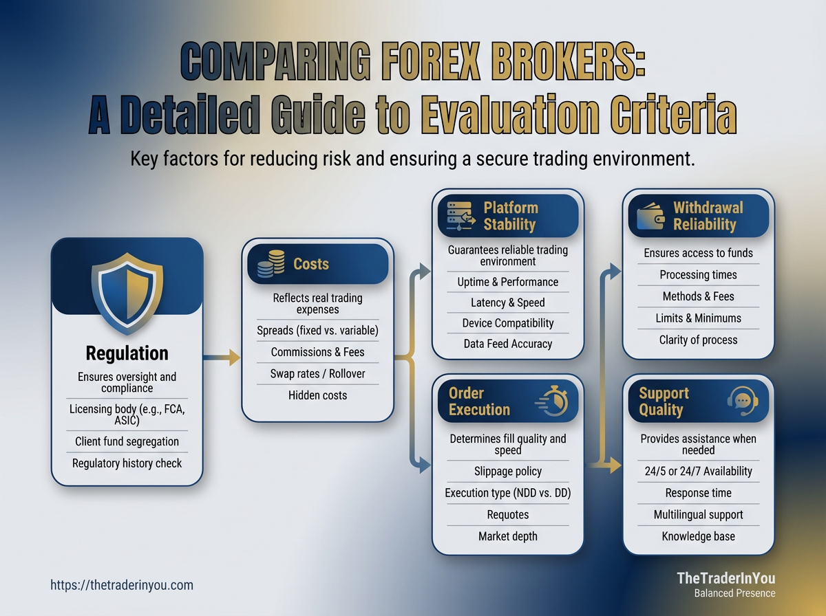 Comparing Forex Brokers: A Detailed Guide to Evaluation Criteria 3 Infographic