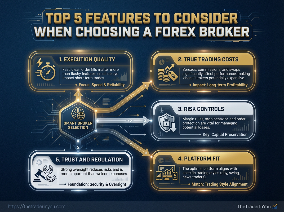Top 5 Features to Consider When Choosing a Forex Broker 3 Infographic
