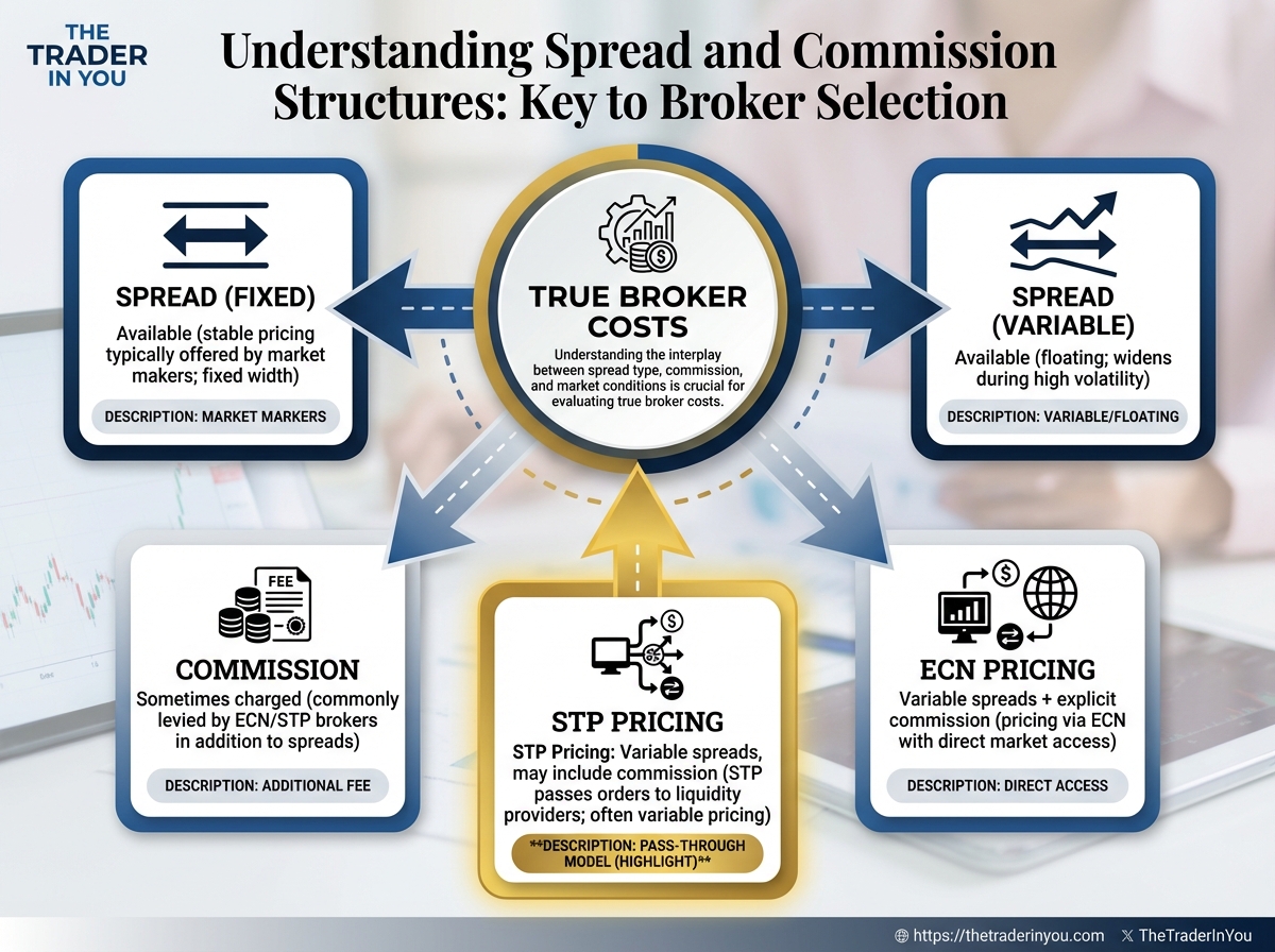 Understanding Spread and Commission Structures: Key to Broker Selection 3 Infographic